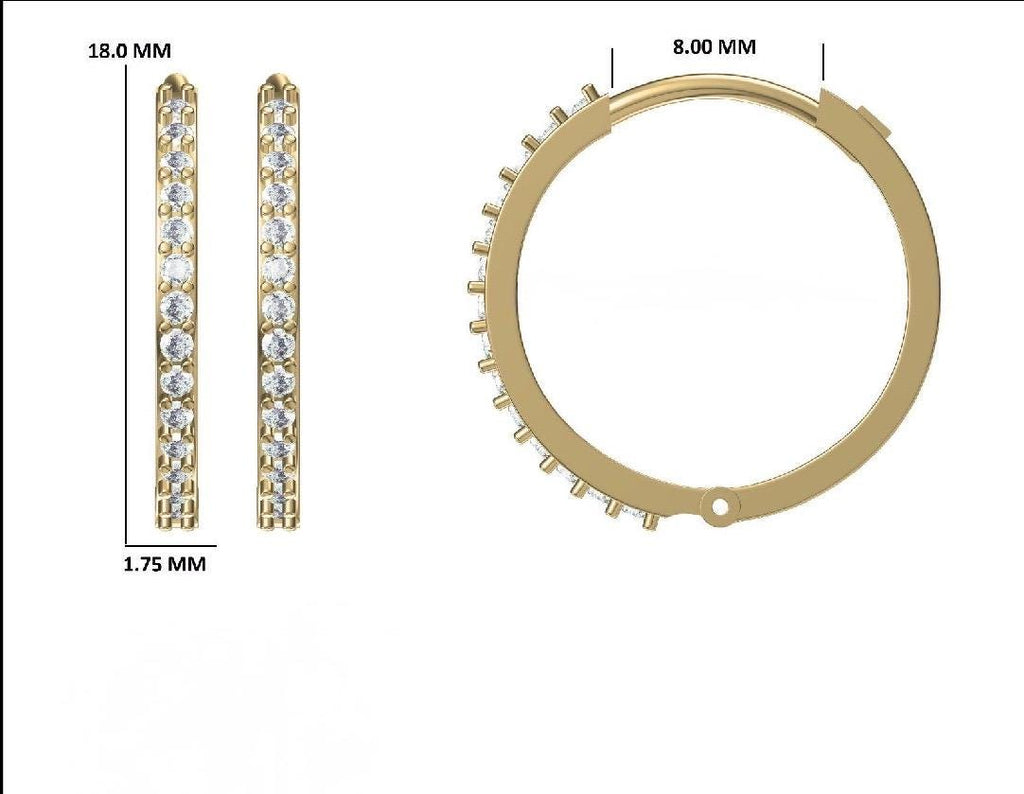 14K Gold Lab Grown Diamond Huggie Earrings | Pavé Hoop Pair
