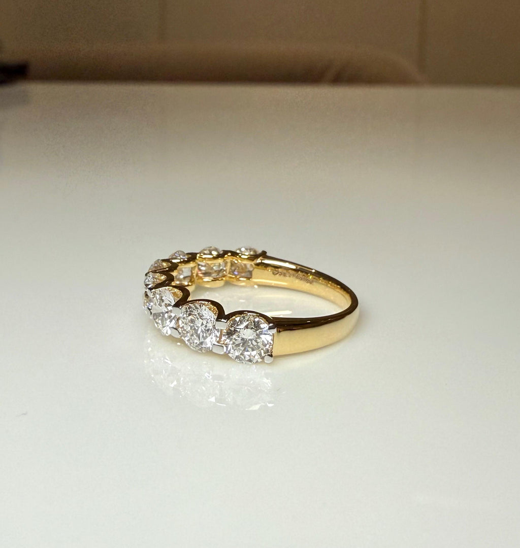14K Gold Lab Grown Diamond Wedding Band | Half Eternity Promise Ring