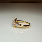 Pear Cut IGI Lab Grown Diamond Ring | 14K Gold Three Stone Engagement