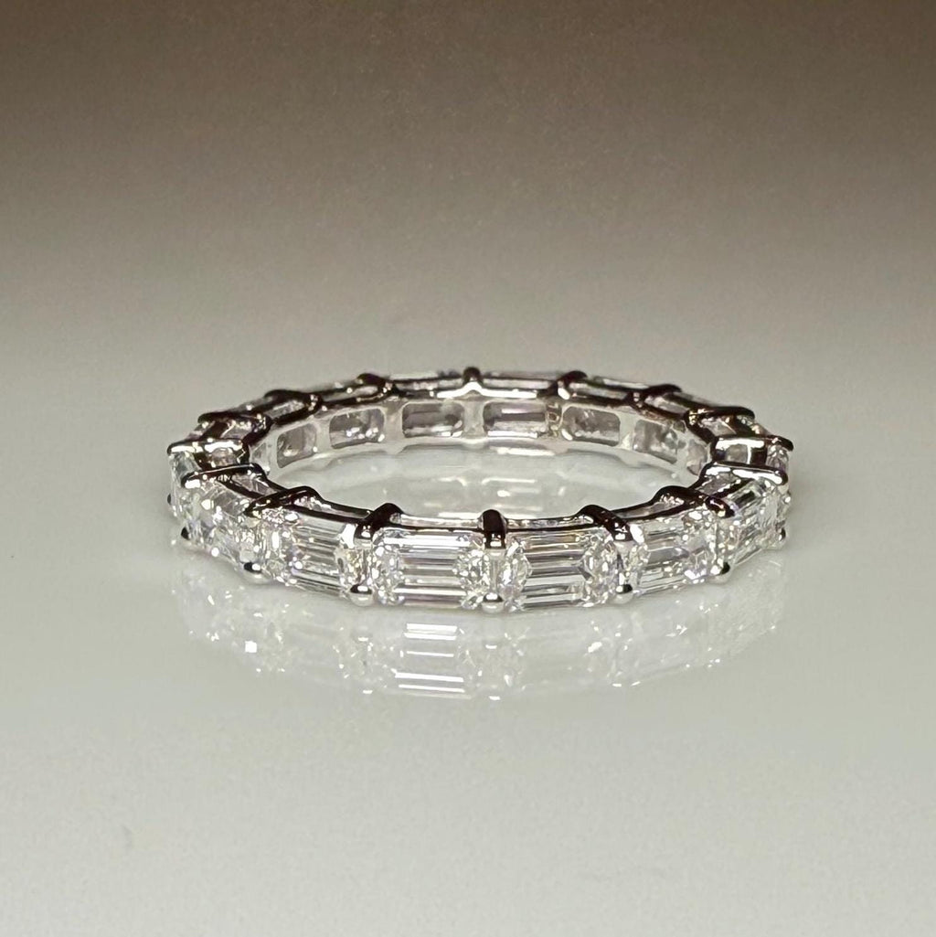 Emerald Cut Lab Grown Diamond Band: 14K Solid Gold Eternity Ring, 3CTW SGL Certified