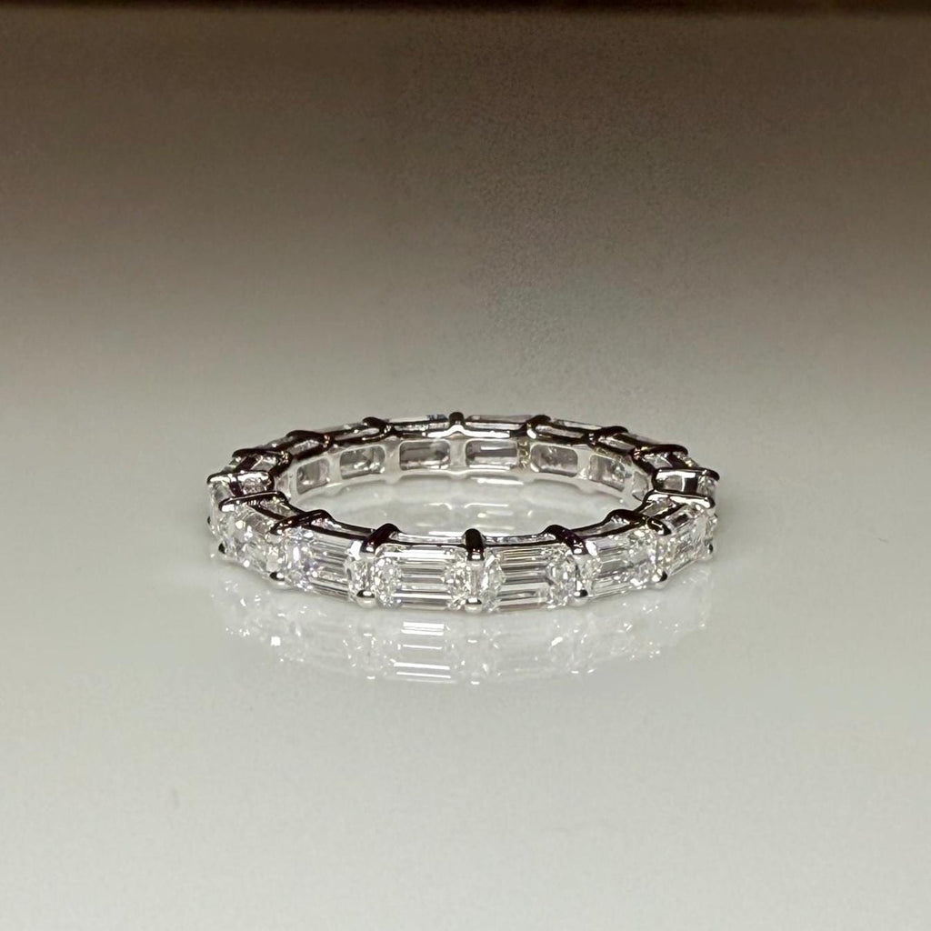 Emerald Cut Lab Grown Diamond Band: 14K Solid Gold Eternity Ring, 3CTW SGL Certified