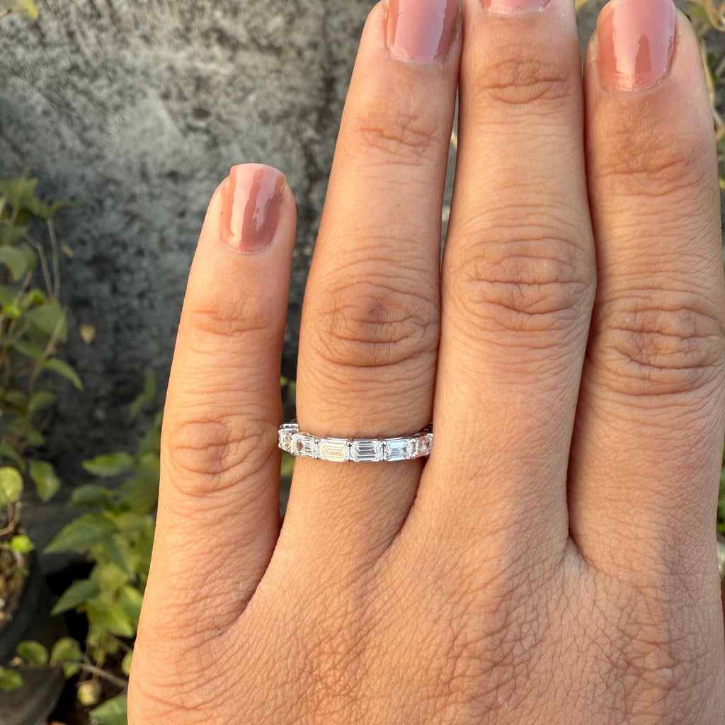 Emerald Cut Lab Grown Diamond Band: 14K Solid Gold Eternity Ring, 3CTW SGL Certified
