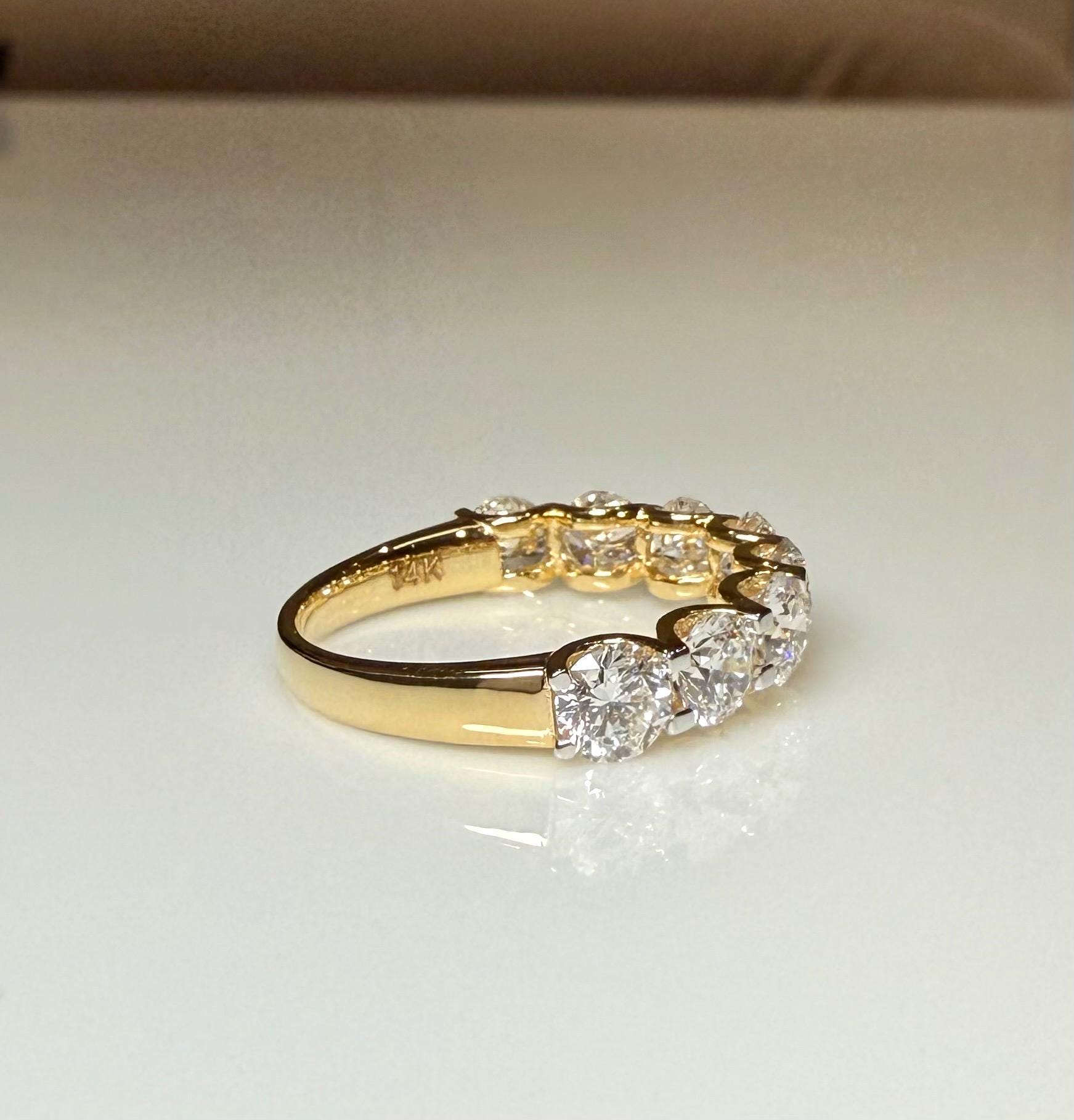 14K Gold Lab Grown Diamond Wedding Band | Half Eternity Promise Ring