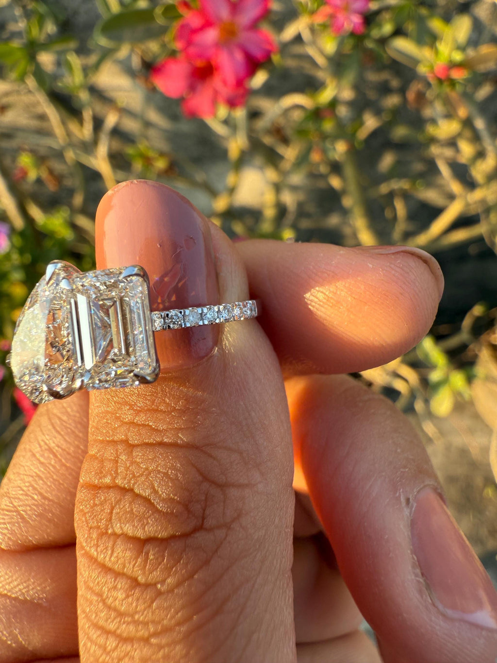 Lab Grown Diamond Toi et Moi Ring | 14K Gold Pear & Emerald Cut