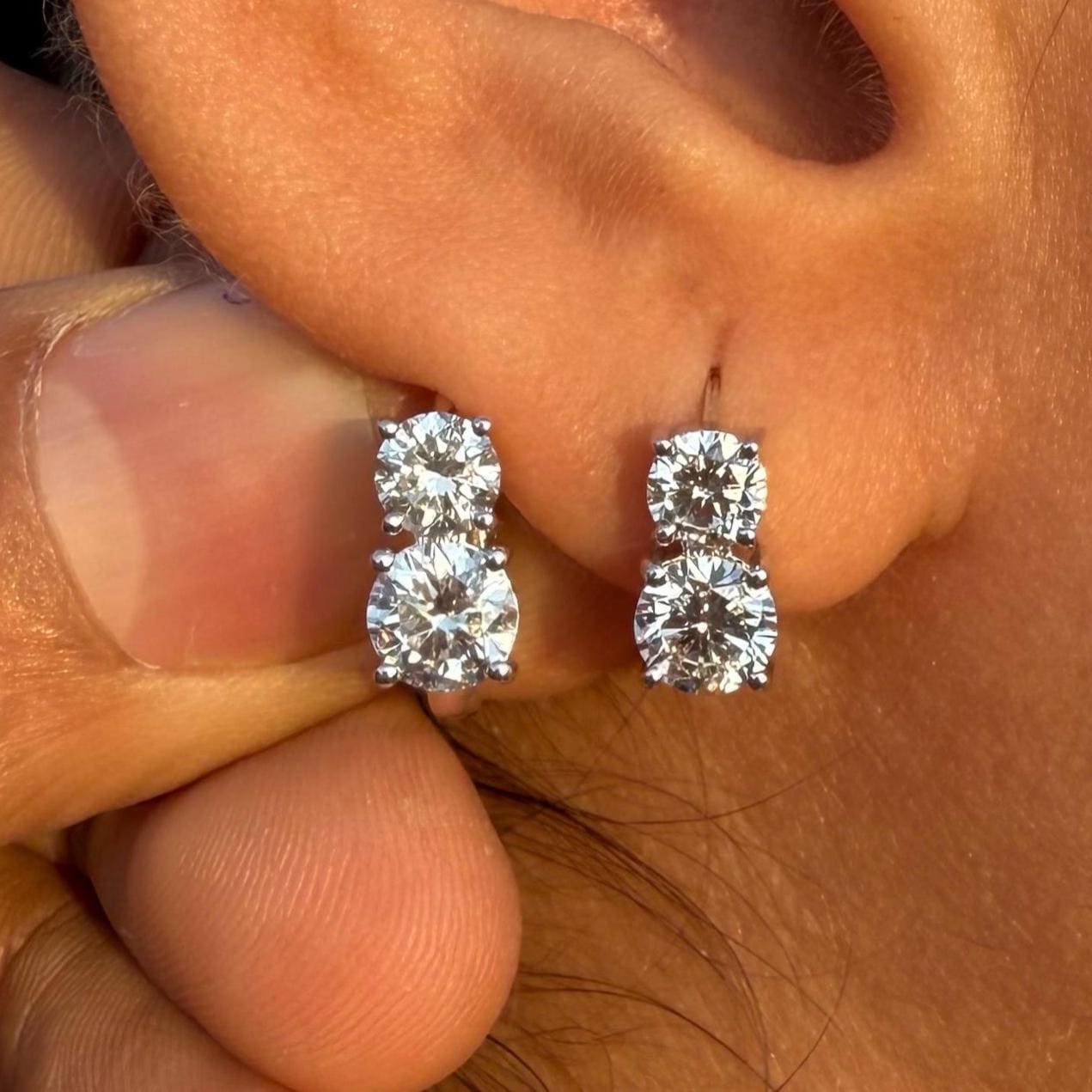 2CTW Lab Grown Diamond Hoop Earrings | 14K Solid Gold Diamond Hoops Pair