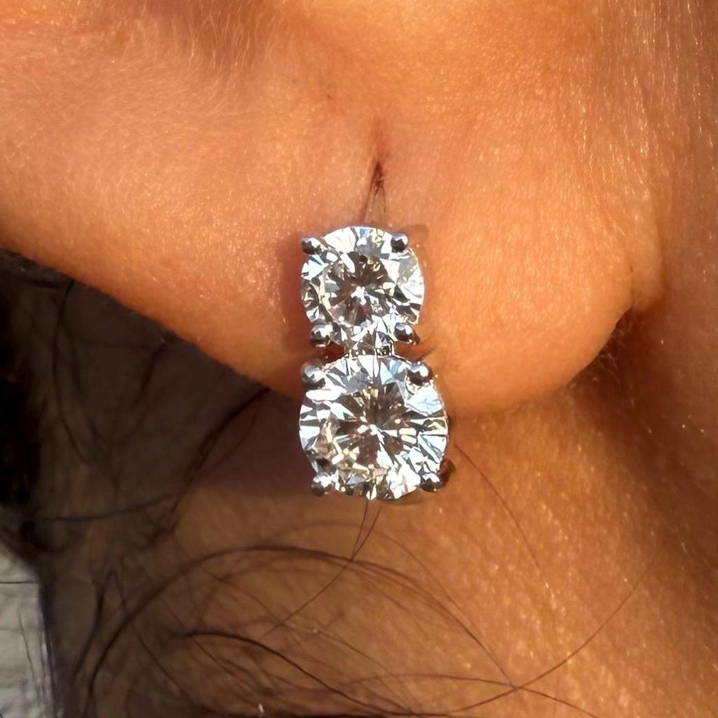 2CTW Lab Grown Diamond Hoop Earrings | 14K Solid Gold Diamond Hoops Pair