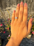 Lab Grown Diamond Toi et Moi Ring: 14K Gold Pear & Oval Cut Engagement Ring
