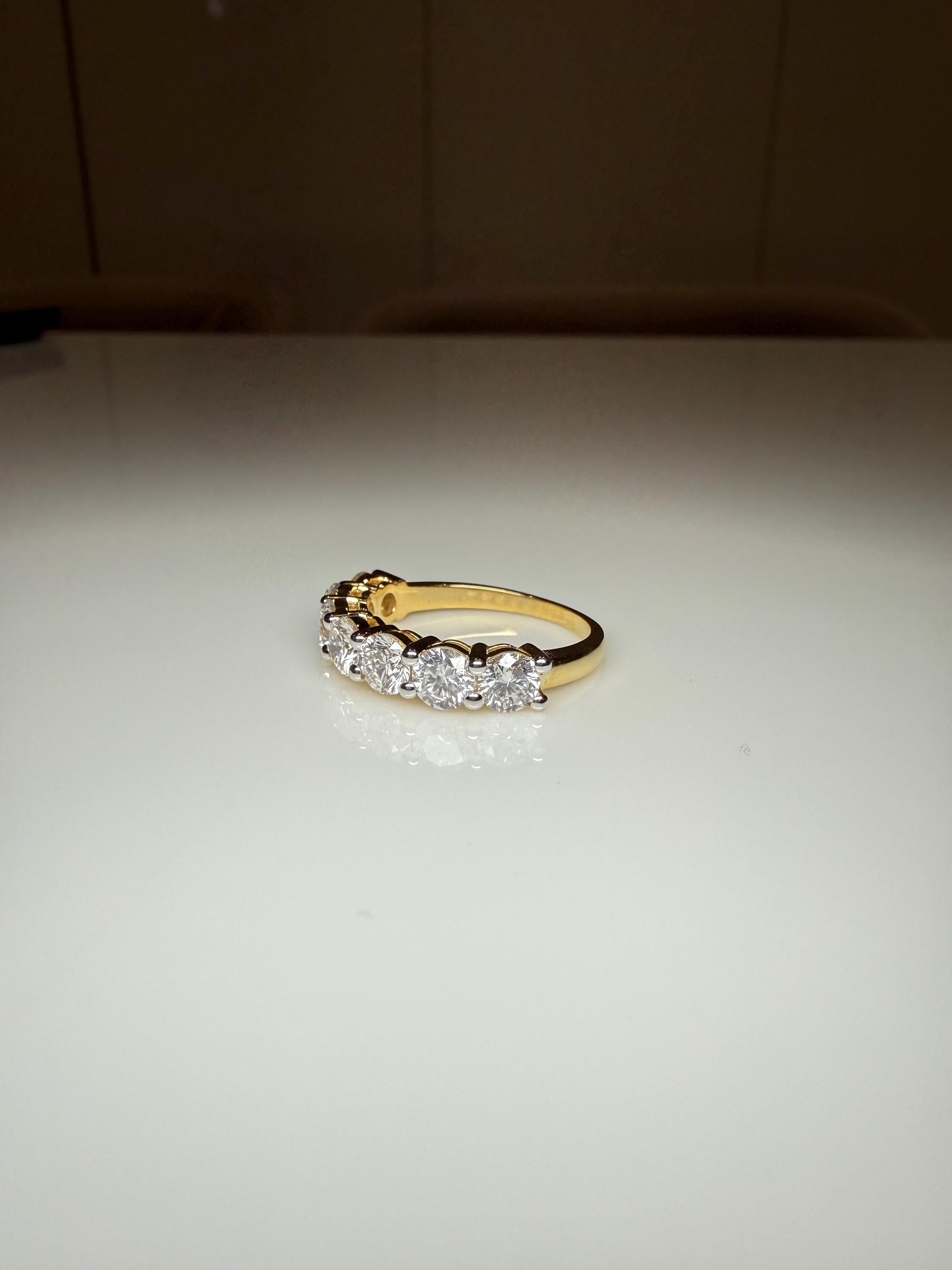 14K Gold Lab Grown Diamond Wedding Band | 4.5MM Seven Stone Eternity Ring