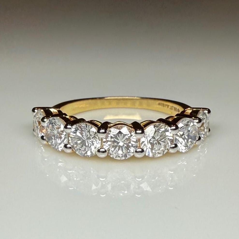 14K Gold Lab Grown Diamond Wedding Band | 4.5MM Seven Stone Eternity Ring