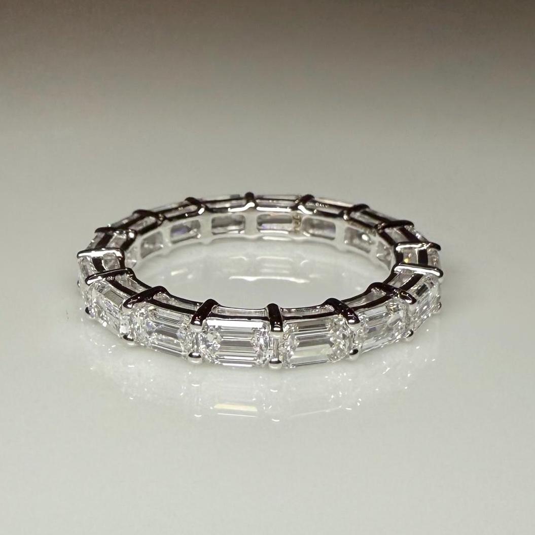 Emerald Cut Lab Grown Diamond Band: 14K Solid Gold Eternity Ring, 3CTW SGL Certified