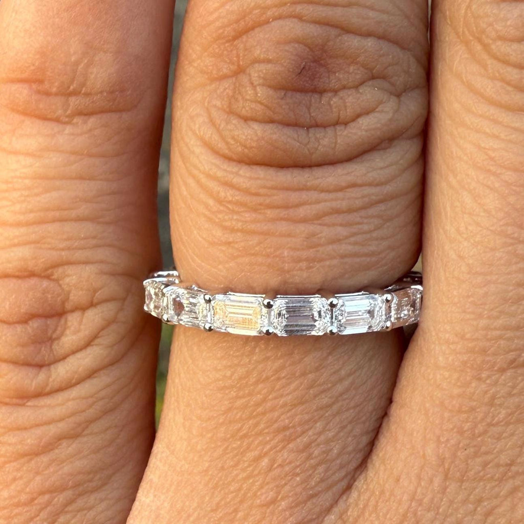 Emerald Cut Lab Grown Diamond Band: 14K Solid Gold Eternity Ring, 3CTW SGL Certified