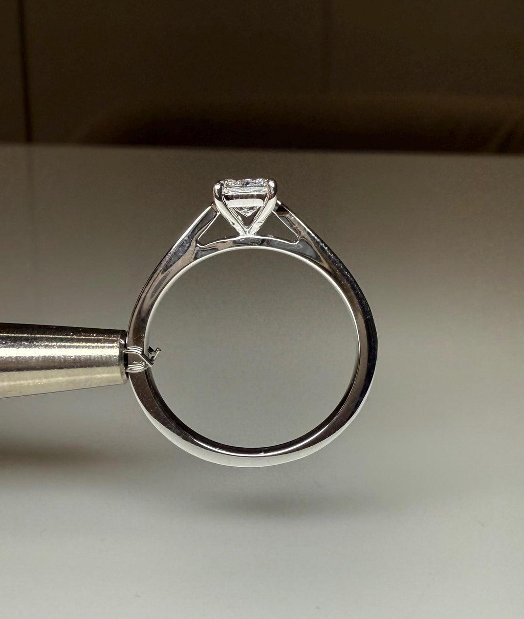 Princess Cut Lab Grown Diamond Ring: 14K Gold Solitaire, IGI Certified