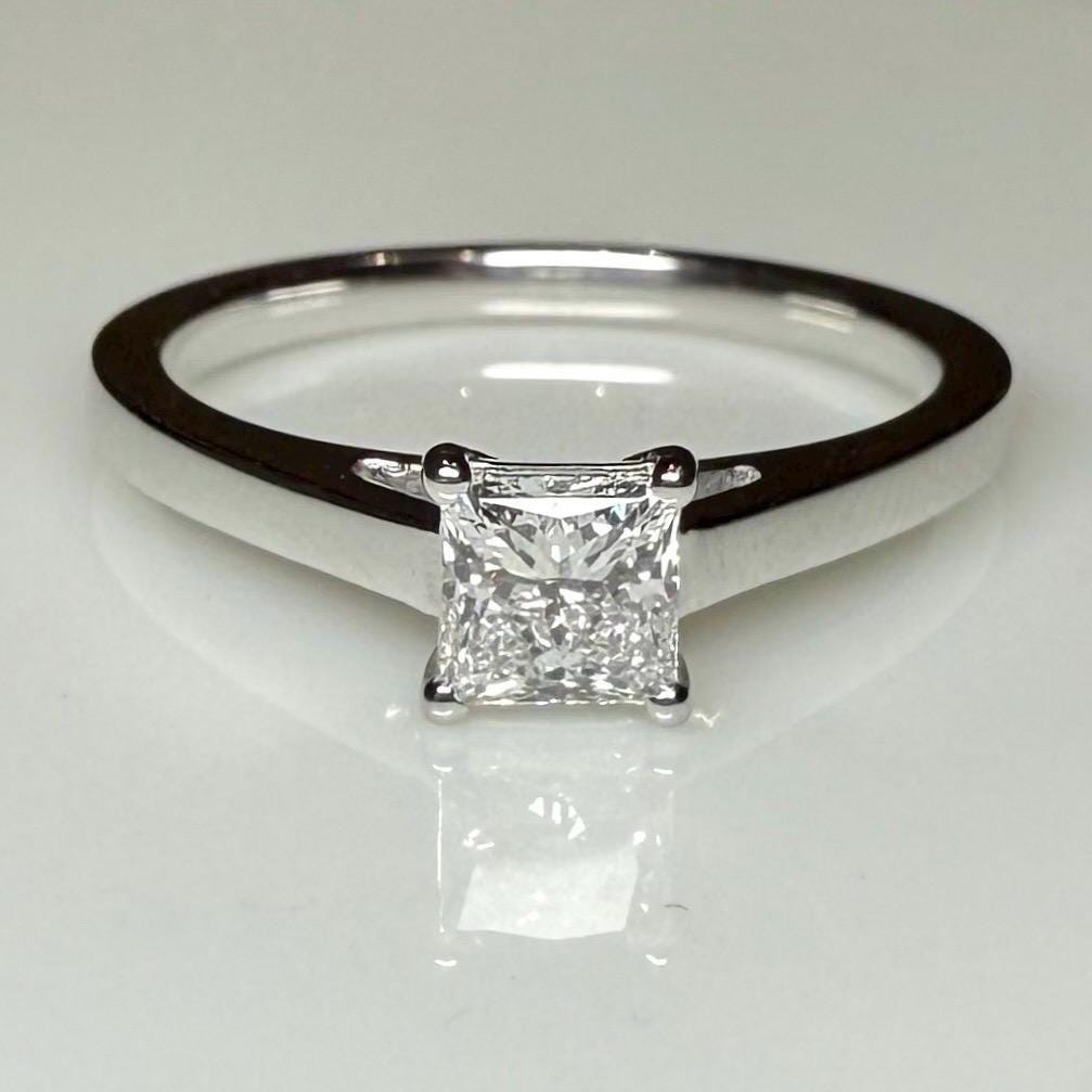 Princess Cut Lab Grown Diamond Ring: 14K Gold Solitaire, IGI Certified