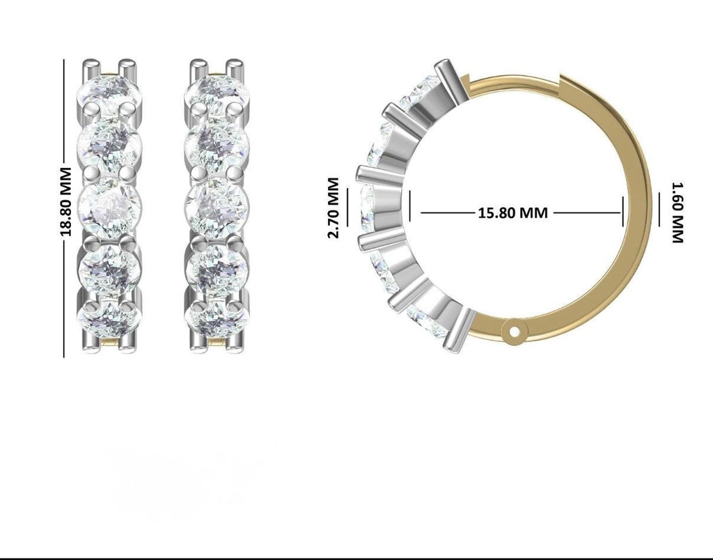 14K Gold Lab Grown Diamond Hoop Earrings: 3CTW, 18MM