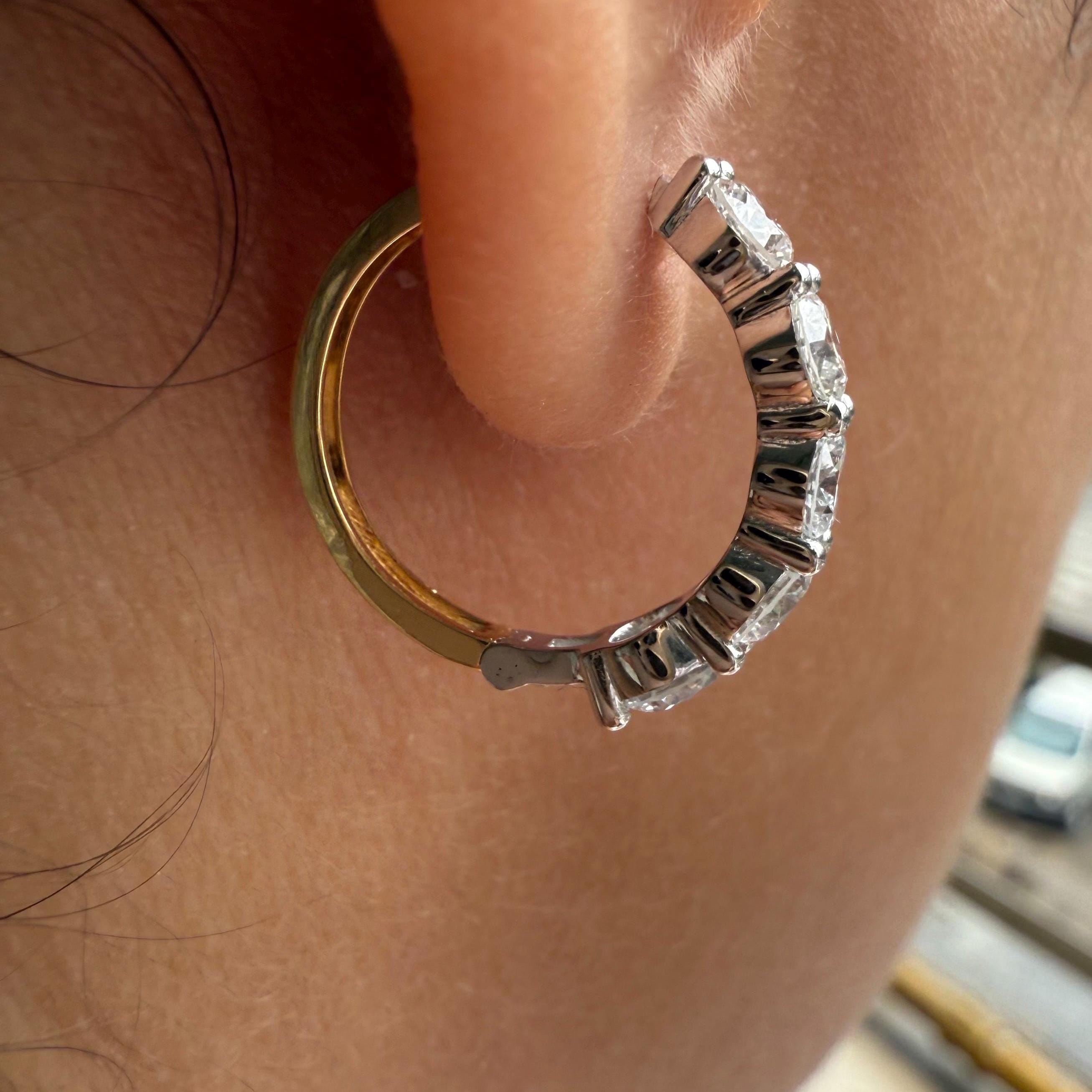 14K Gold Lab Grown Diamond Hoop Earrings: 3CTW, 18MM