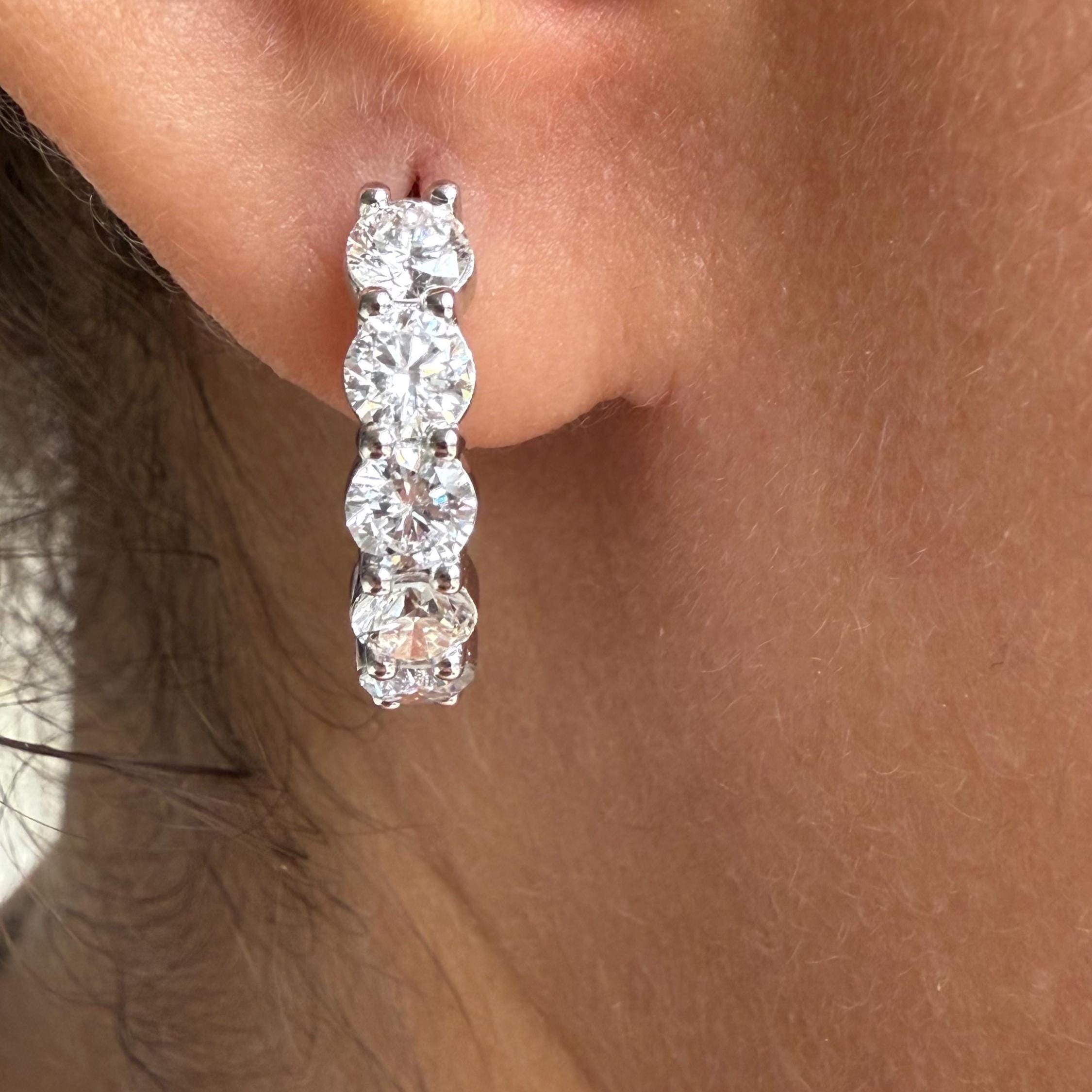 14K Gold Lab Grown Diamond Hoop Earrings: 3CTW, 18MM