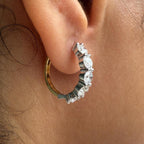 14K Gold Lab Grown Diamond Hoop Earrings: 3CTW, 18MM