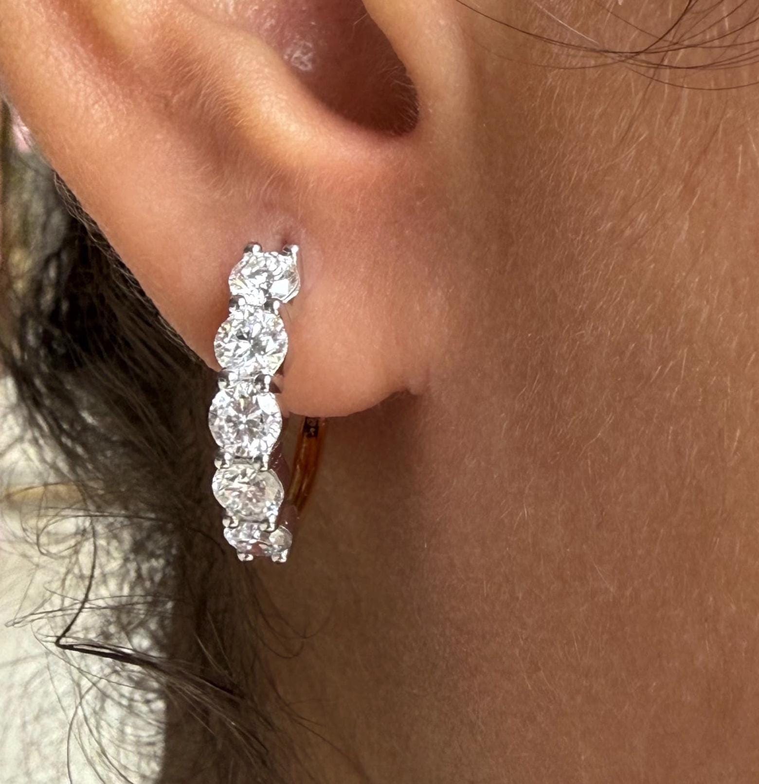 14K Gold Lab Grown Diamond Hoop Earrings: 3CTW, 18MM
