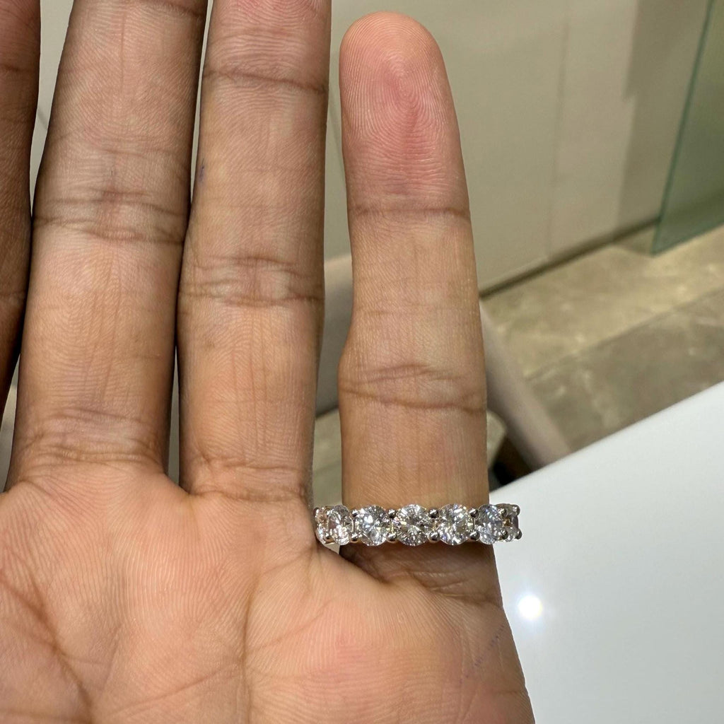 14K Gold Lab Grown Diamond Wedding Band | 4.5MM Seven Stone Eternity Ring
