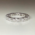4CTW Emerald & Round Lab Grown Diamond Eternity Ring | 14K Solid Gold Wedding Band