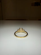Emerald Cut Lab Grown Diamond Three Stone Ring: 14K Gold Engagement Ring