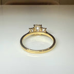 Emerald Cut Lab Grown Diamond Three Stone Ring: 14K Gold Engagement Ring