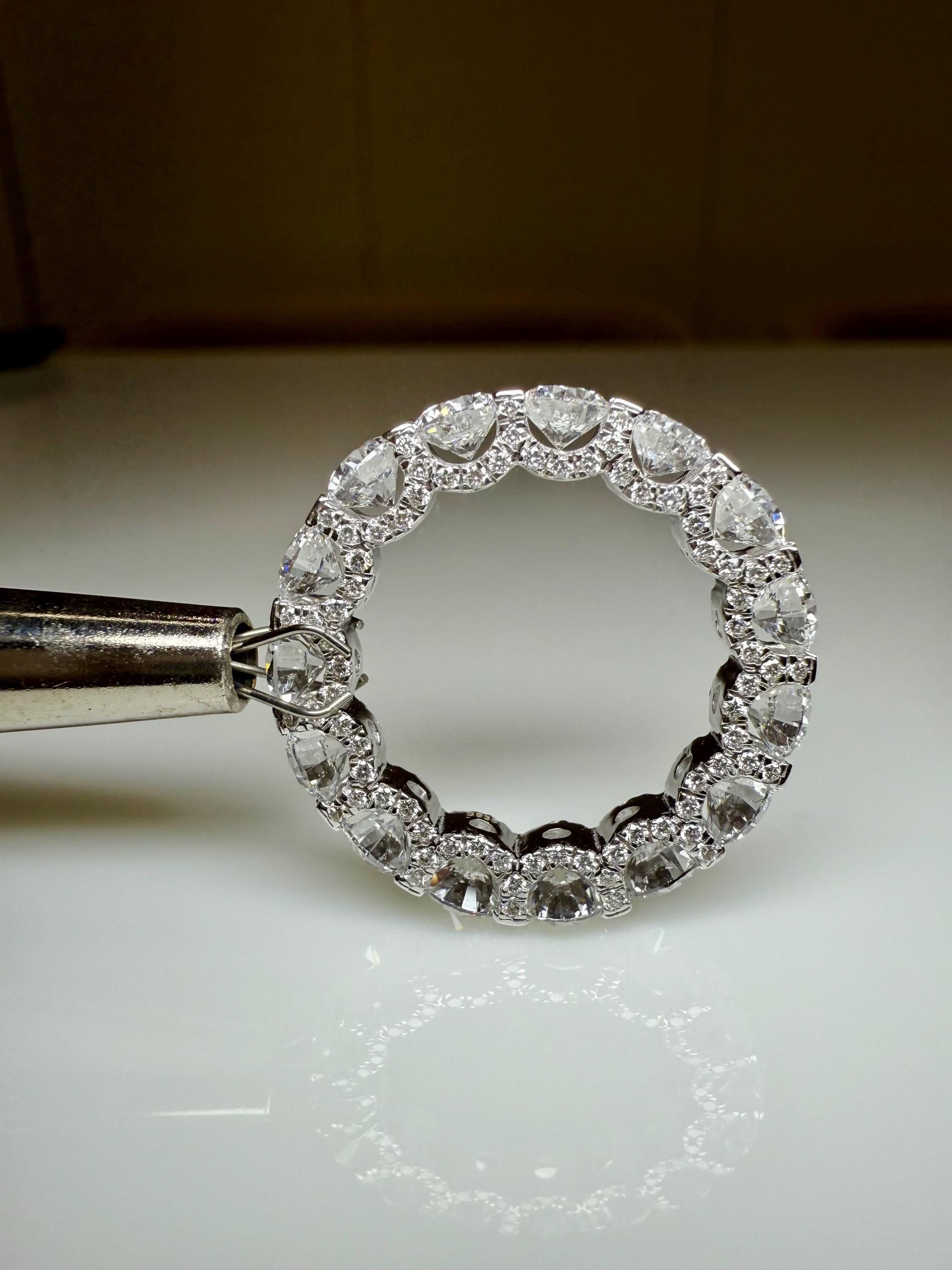 Lab Grown Diamond Eternity Band | 14K Solid Gold Halo Wedding Ring