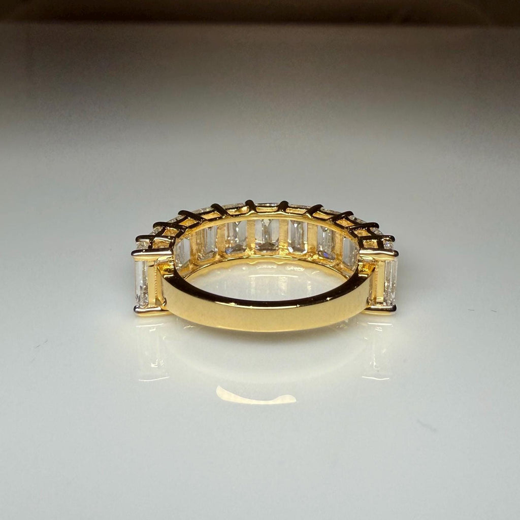 Emerald Cut Lab Grown Diamond Wedding Band | 11 Stone 5.20CTW 14K Gold Ring