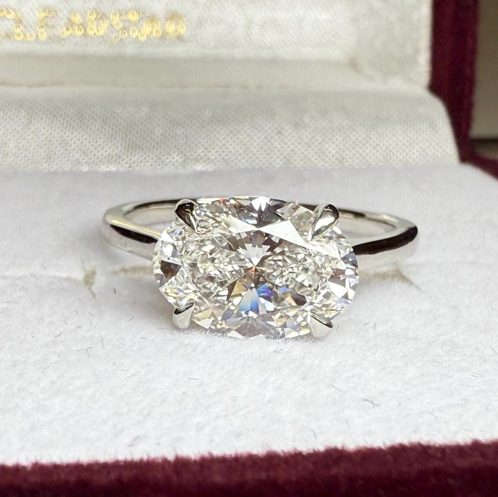 2.5CT Oval Lab Grown Diamond Solitaire Ring | 14K Solid Gold, IGI Certified