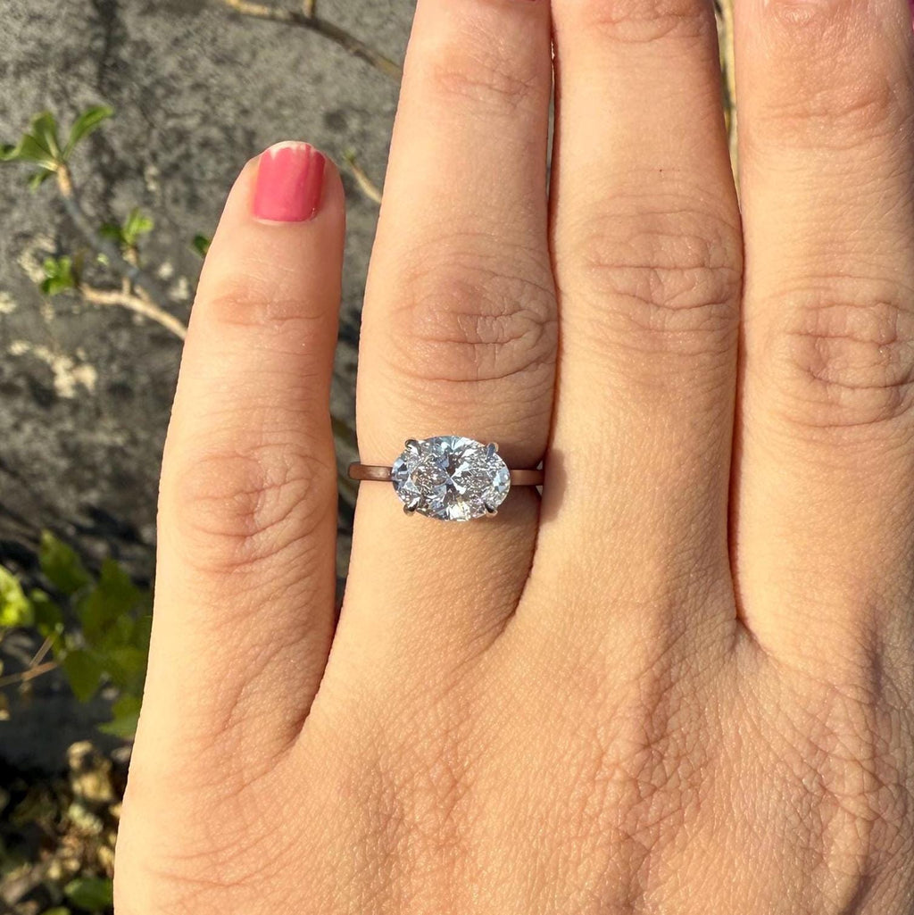 2.5CT Oval Lab Grown Diamond Solitaire Ring | 14K Solid Gold, IGI Certified