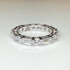 4CTW Emerald & Round Lab Grown Diamond Eternity Ring | 14K Solid Gold Wedding Band