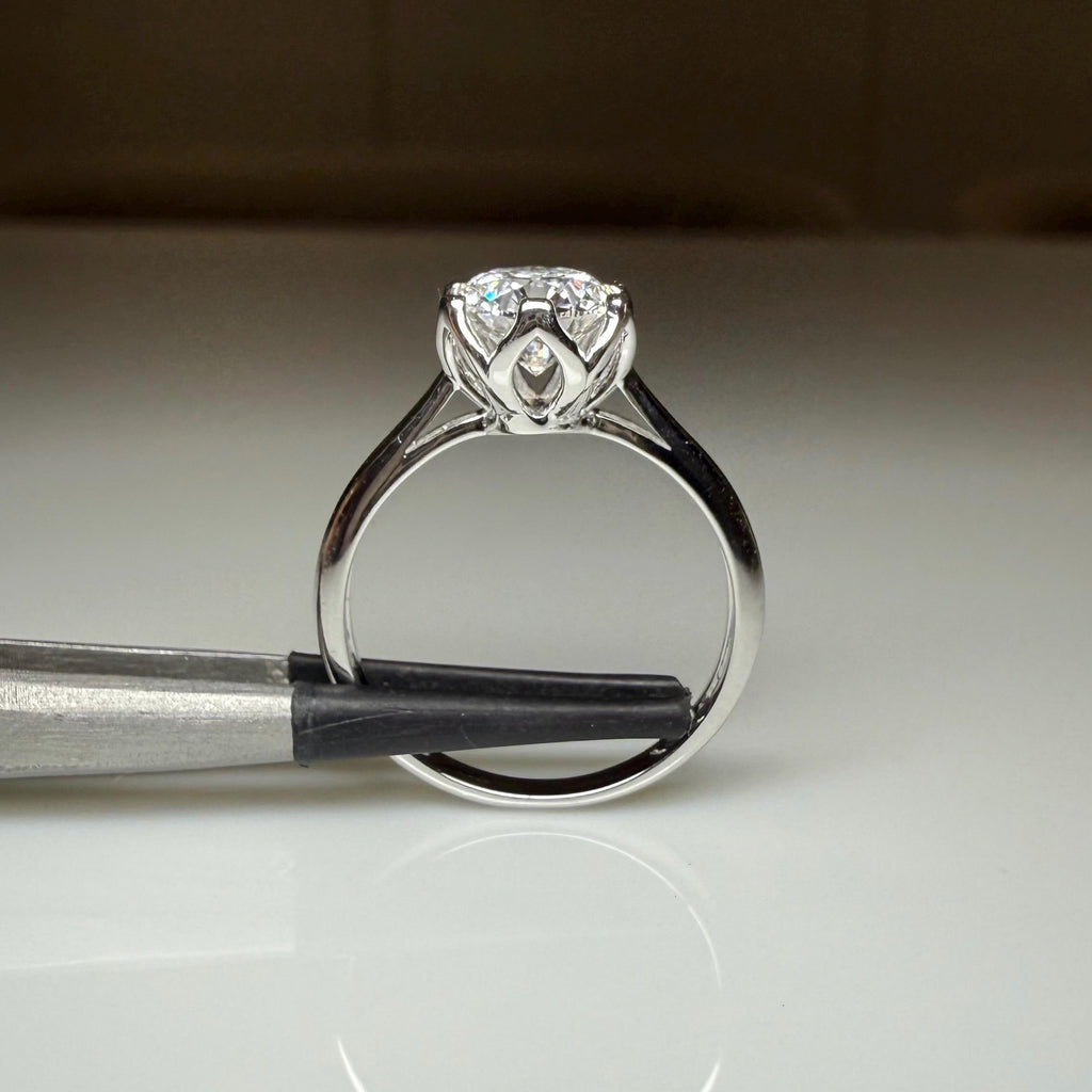 1.25CT Round Lab Grown Diamond Engagement Ring | Tulip Setting Solitaire, IGI Certified, 14K Gold