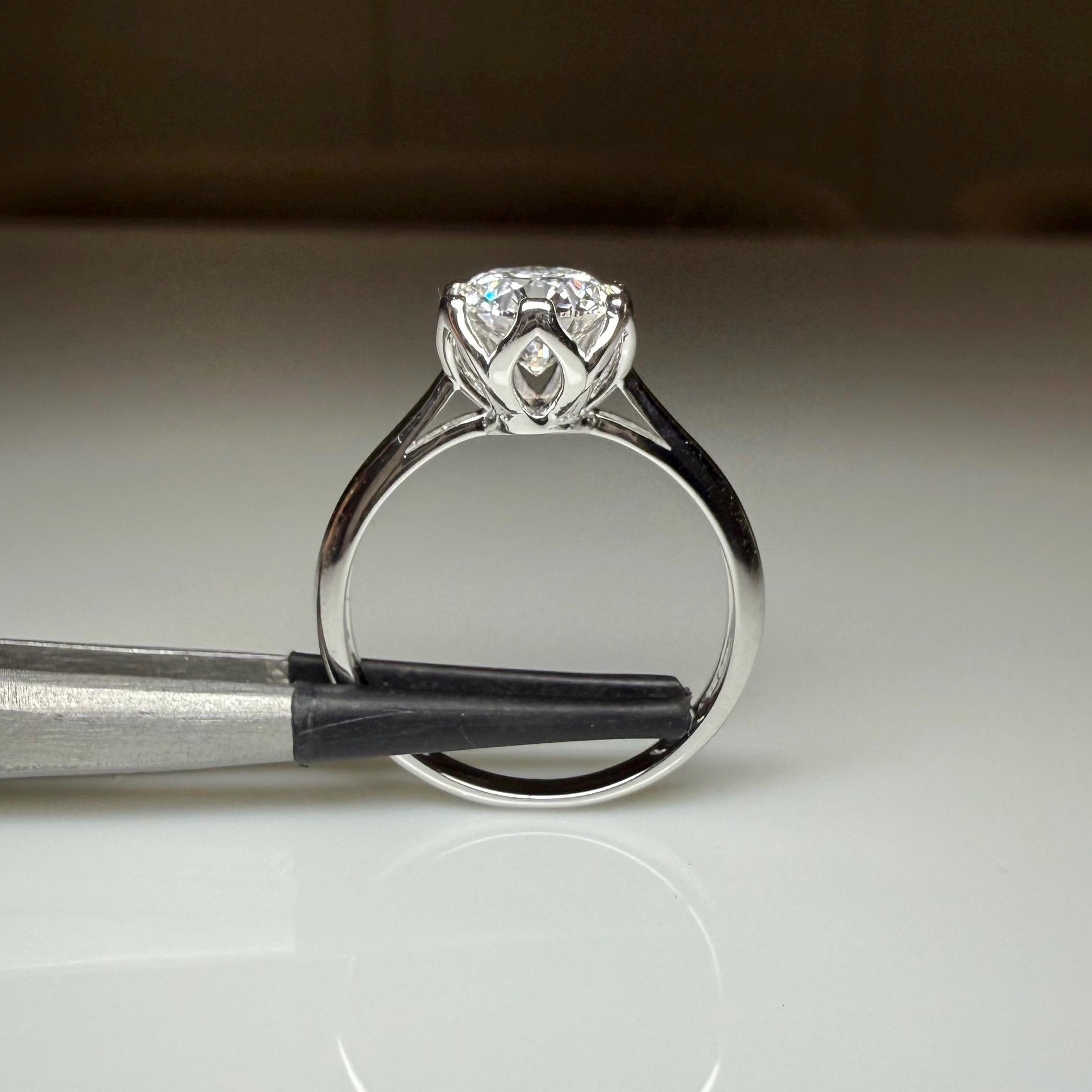 1.25CT Round Lab Grown Diamond Engagement Ring | Tulip Setting Solitaire, IGI Certified, 14K Gold