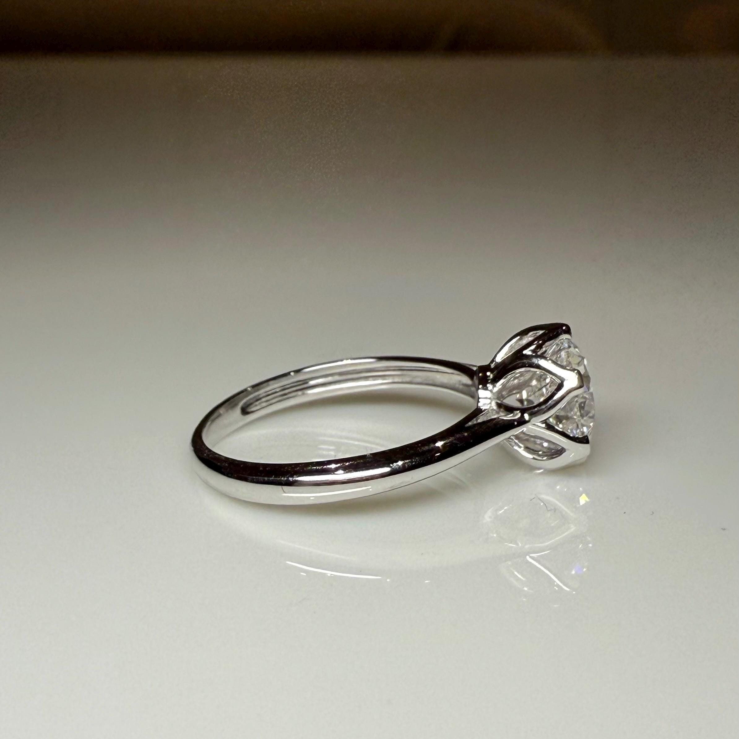 1.25CT Round Lab Grown Diamond Engagement Ring | Tulip Setting Solitaire, IGI Certified, 14K Gold