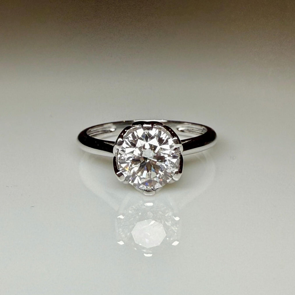 1.25CT Round Lab Grown Diamond Engagement Ring | Tulip Setting Solitaire, IGI Certified, 14K Gold