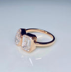Lab Grown Diamond Toi et Moi Ring | Pear Emerald Cut Bezel 14K Gold Certified