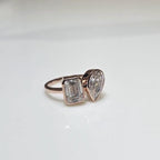 Lab Grown Diamond Toi et Moi Ring | Pear Emerald Cut Bezel 14K Gold Certified