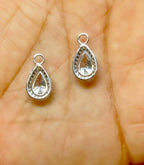 Pear Cut Lab Grown Diamond Hoop Charms Pair | Halo Setting 2.15CTW Teardrop Dangle Charms