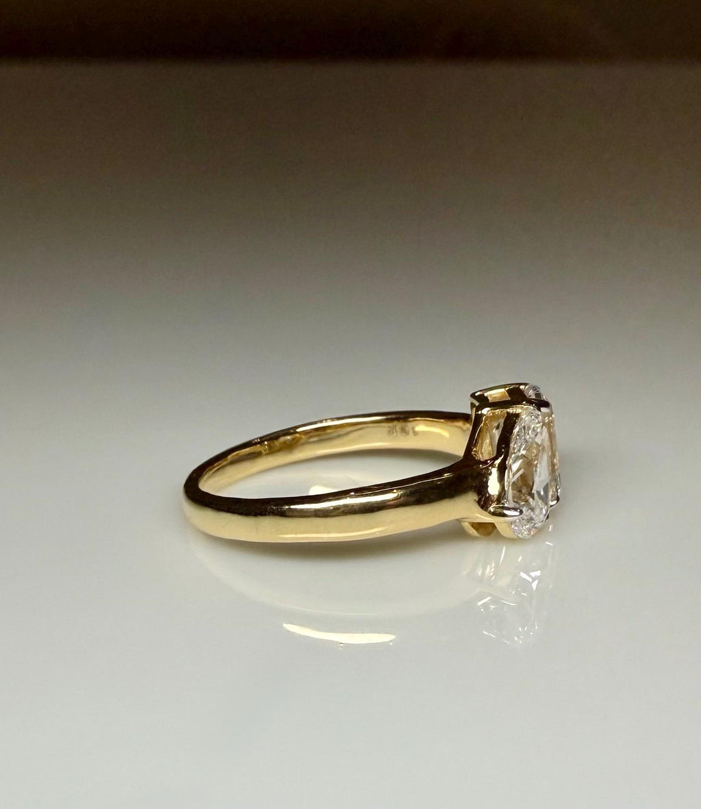 Lab Grown Diamond Toi et Moi Ring | Pear & Emerald Cut Engagement Ring | 14K Gold