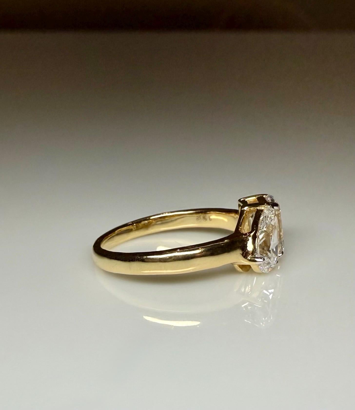 Lab Grown Diamond Toi et Moi Ring | Pear & Emerald Cut Engagement Ring | 14K Gold