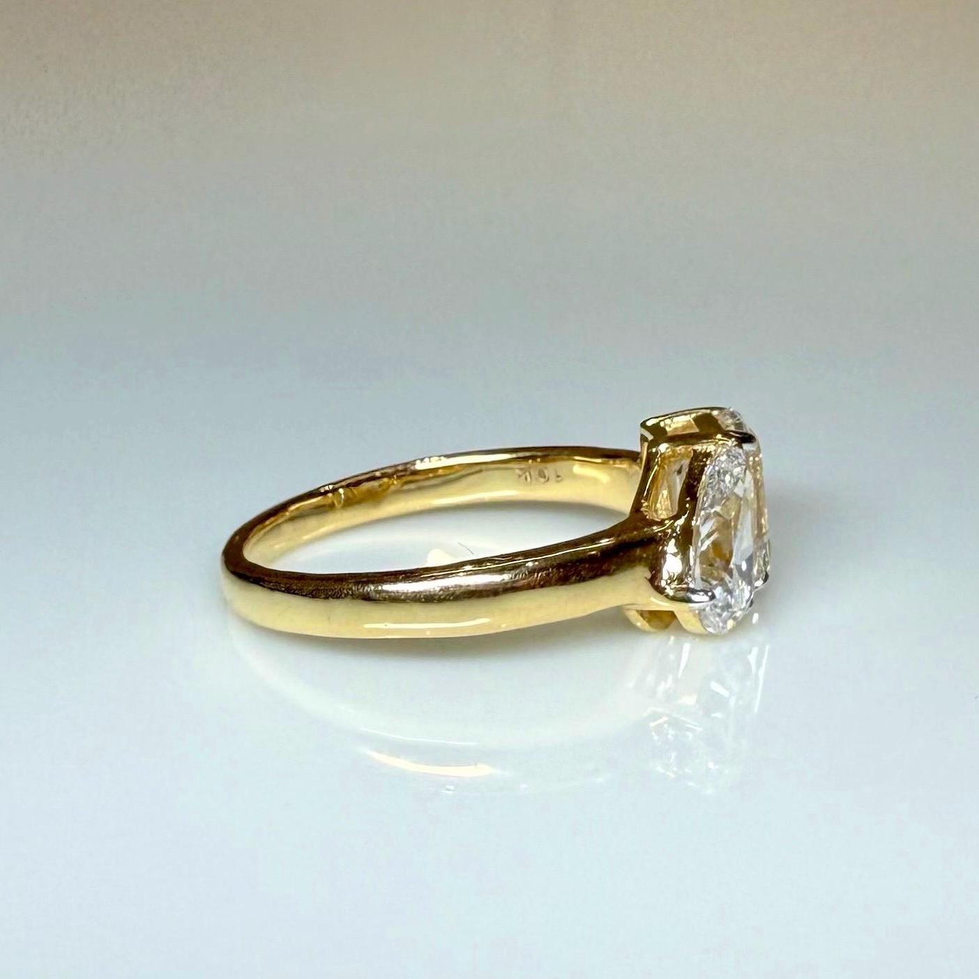Lab Grown Diamond Toi et Moi Ring | Pear & Emerald Cut Engagement Ring | 14K Gold