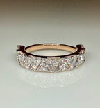 Triangle Cut Lab Grown Diamond Half Eternity Band | 14K Solid Gold Diamond Wedding Ring