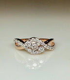 0.40CT Lab Grown Diamond Twist Ring | 14K Gold Bypass Engagement Band