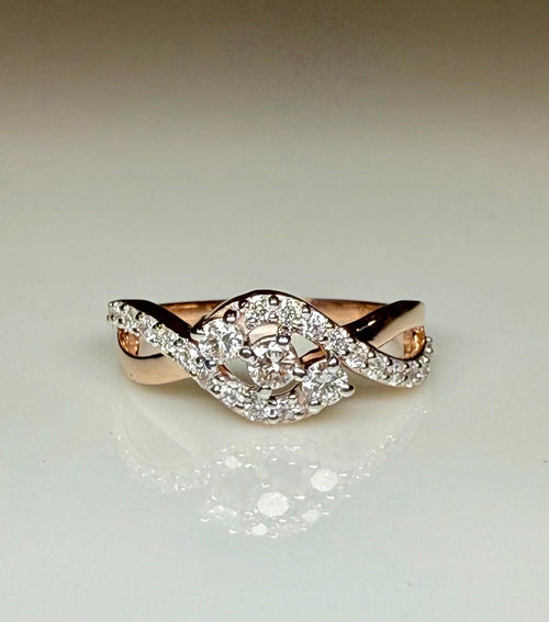 0.40CT Lab Grown Diamond Twist Ring | 14K Gold Bypass Engagement Band
