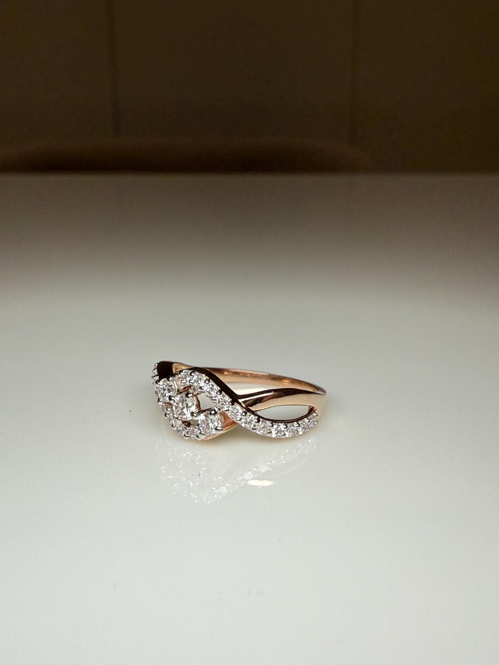 0.40CT Lab Grown Diamond Twist Ring | 14K Gold Bypass Engagement Band