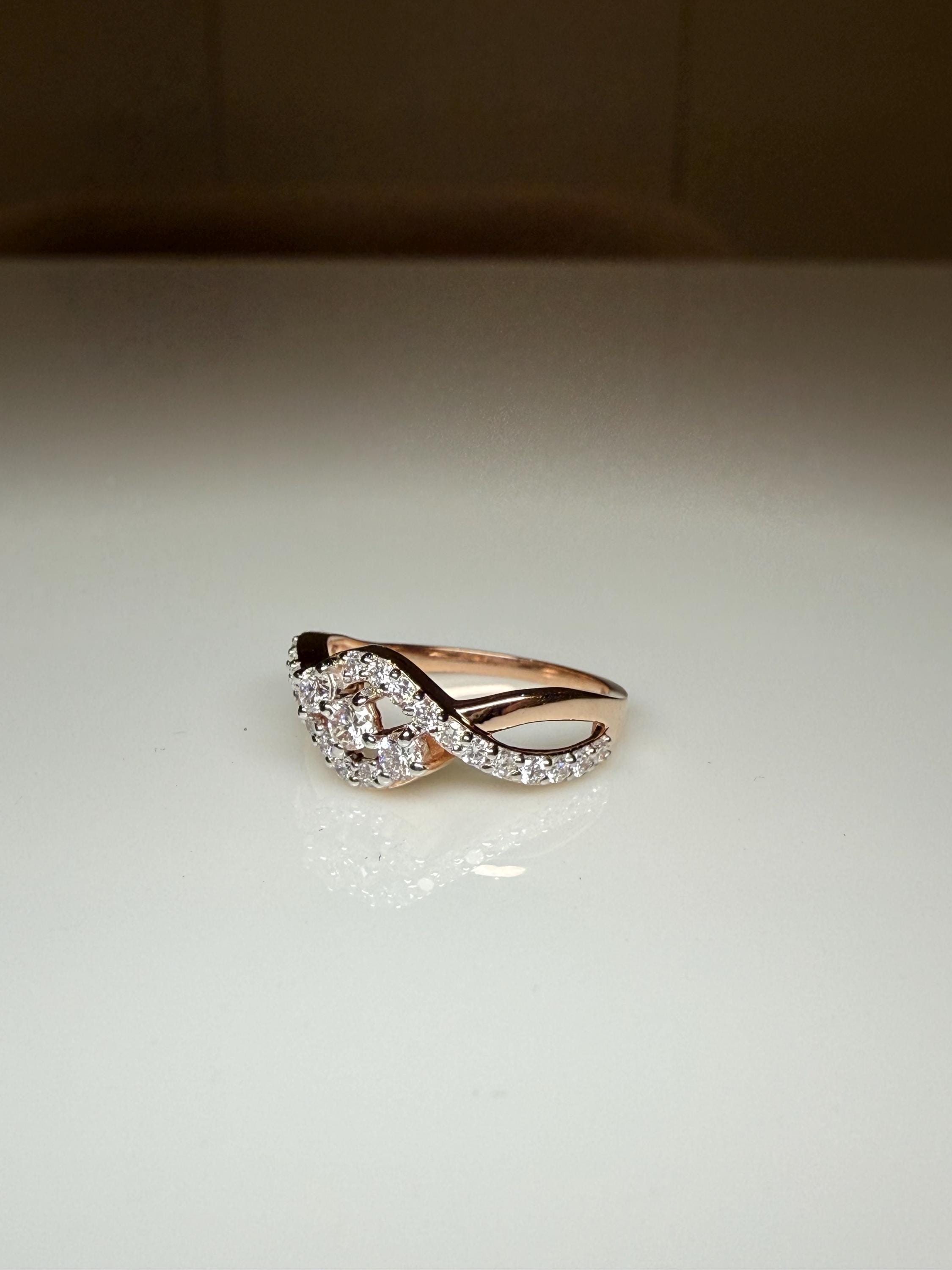 0.40CT Lab Grown Diamond Twist Ring | 14K Gold Bypass Engagement Band