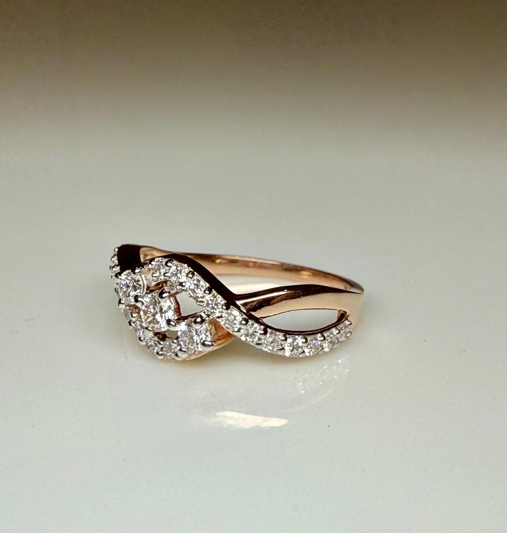 0.40CT Lab Grown Diamond Twist Ring | 14K Gold Bypass Engagement Band
