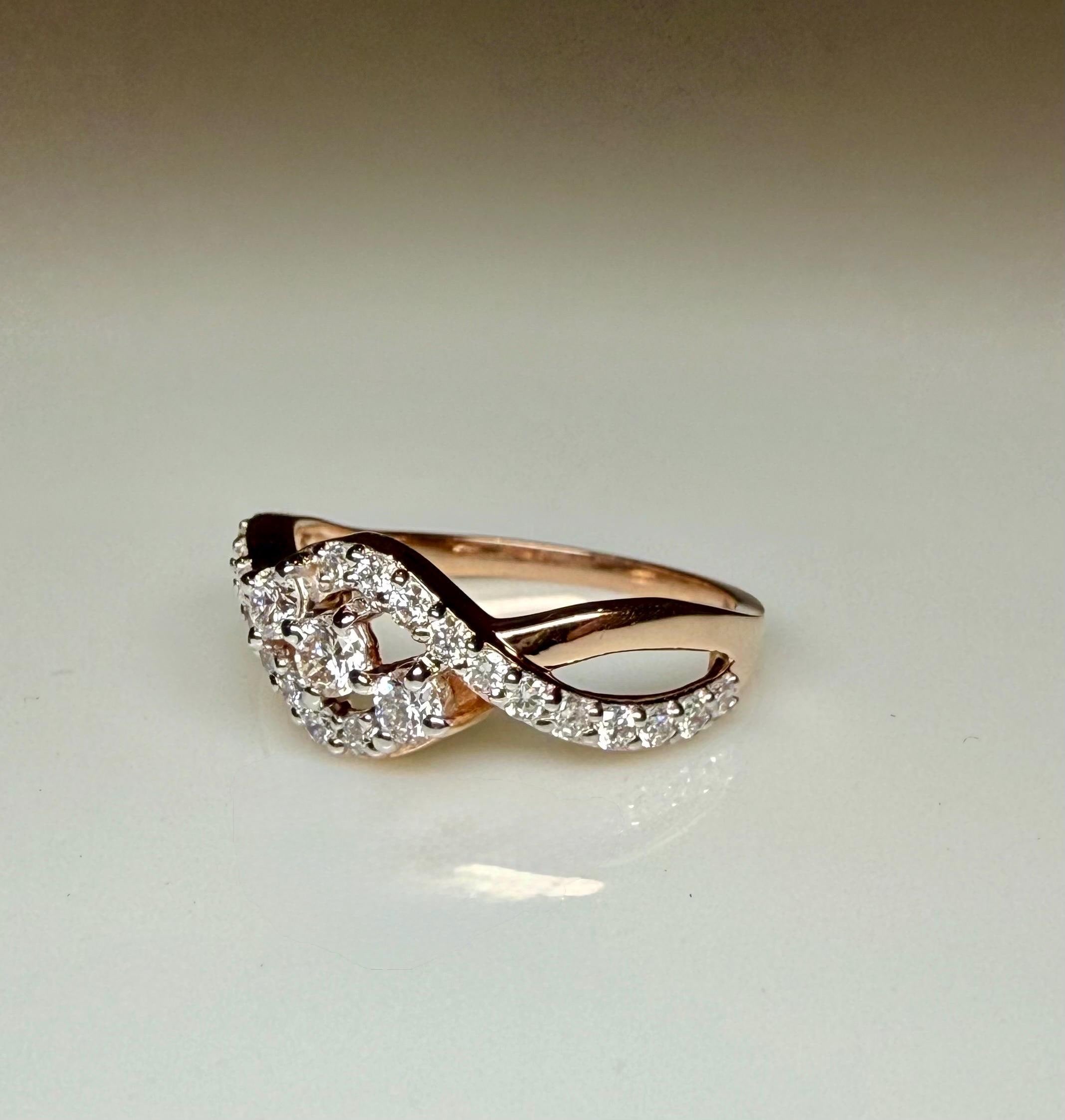 0.40CT Lab Grown Diamond Twist Ring | 14K Gold Bypass Engagement Band