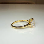 Emerald Cut Lab Grown Diamond Three Stone Ring: 14K Gold Engagement Ring