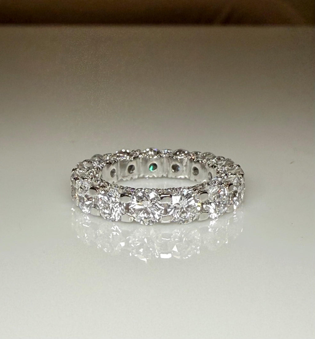 Lab Grown Diamond Eternity Band | 14K Solid Gold Halo Wedding Ring